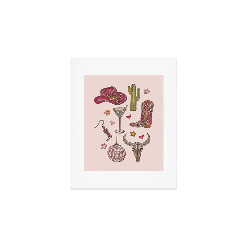 Western Disco Dreams , Cowgirl Pattern Art Print Gallery Image 1