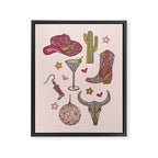 Western Disco Dreams , Cowgirl Pattern Framed Canvas Print Gallery Image 8