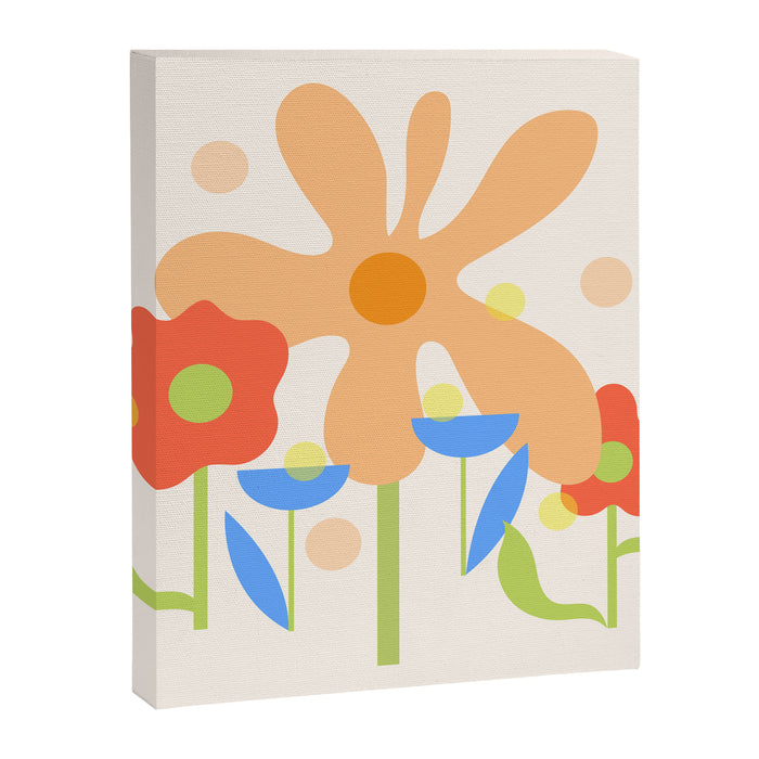 Abstract flowers composition in pink and blue Canvas Print Gallery Image 1