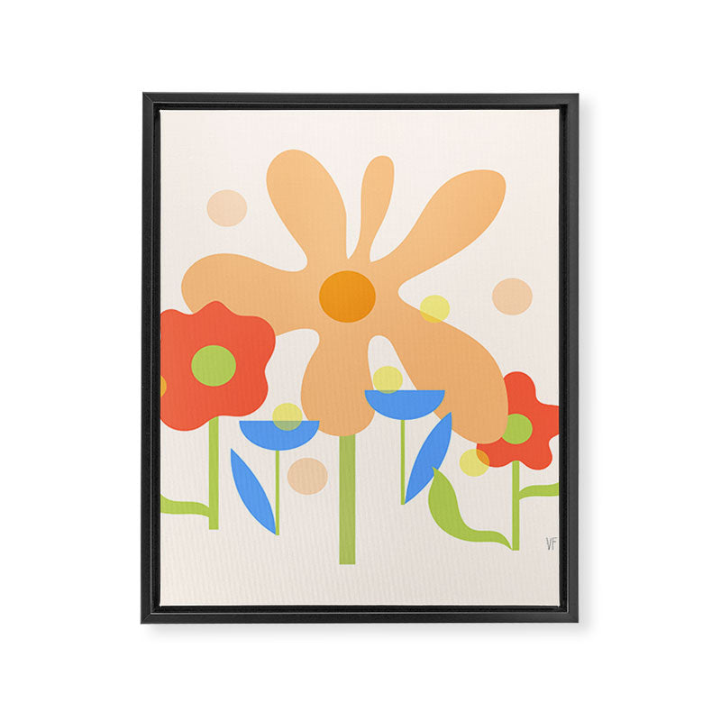 Abstract flowers composition in pink and blue Framed Canvas Print Gallery Image 8