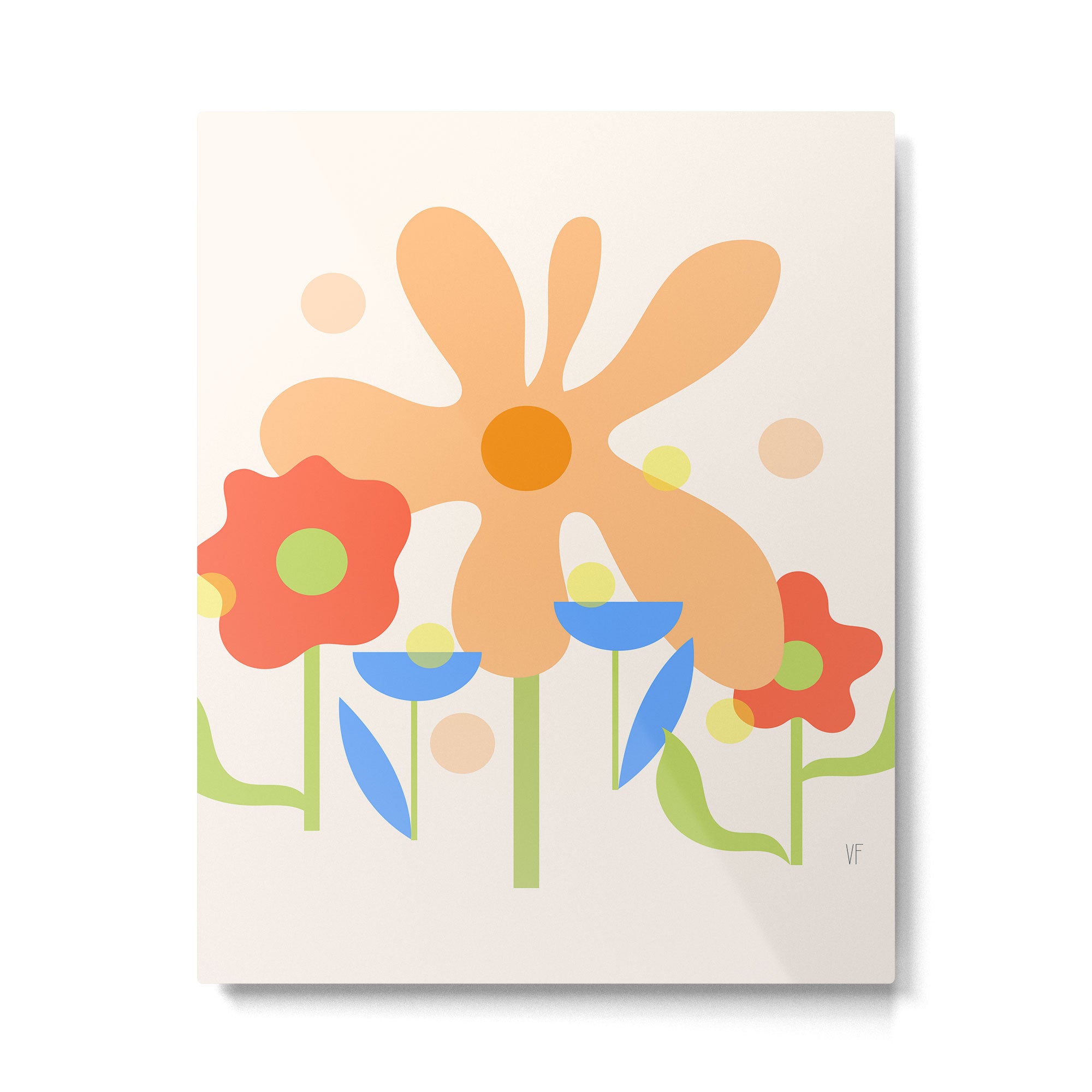 Abstract flowers composition in pink and blue Metal Print Gallery Image 6