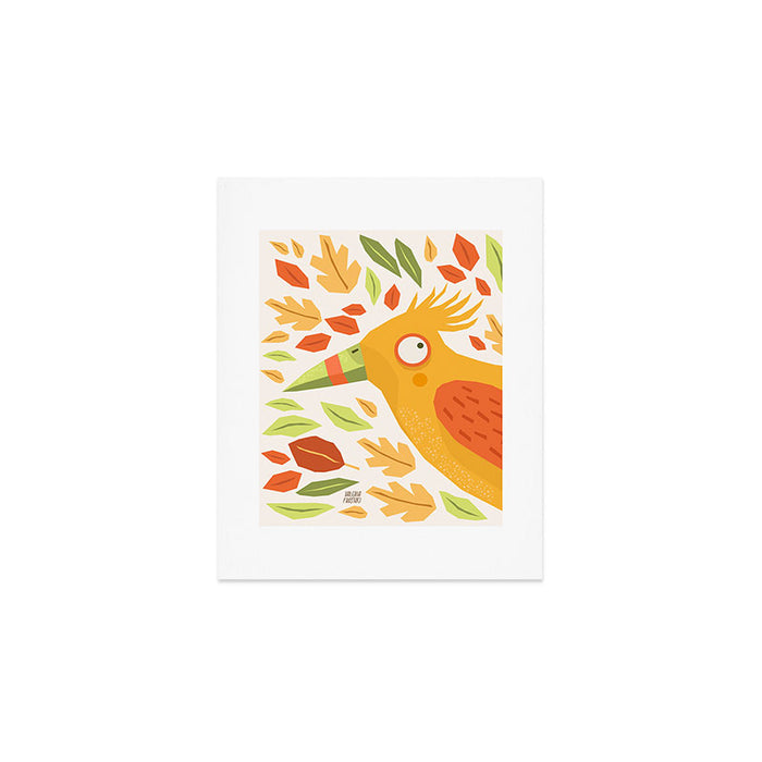 Autumn bird and leaves Art Print Gallery Image 1