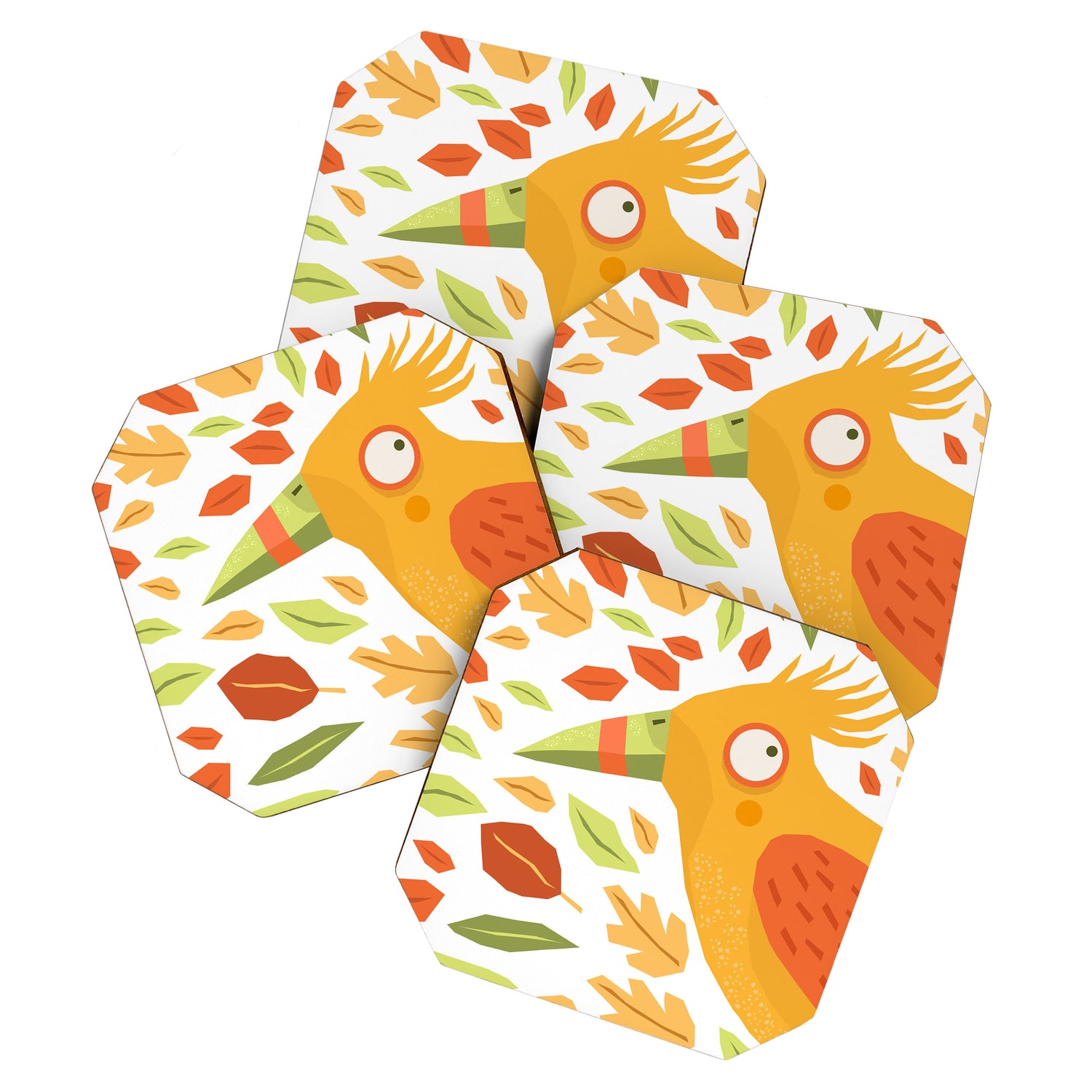 Autumn bird and leaves Coaster Gallery Image 1