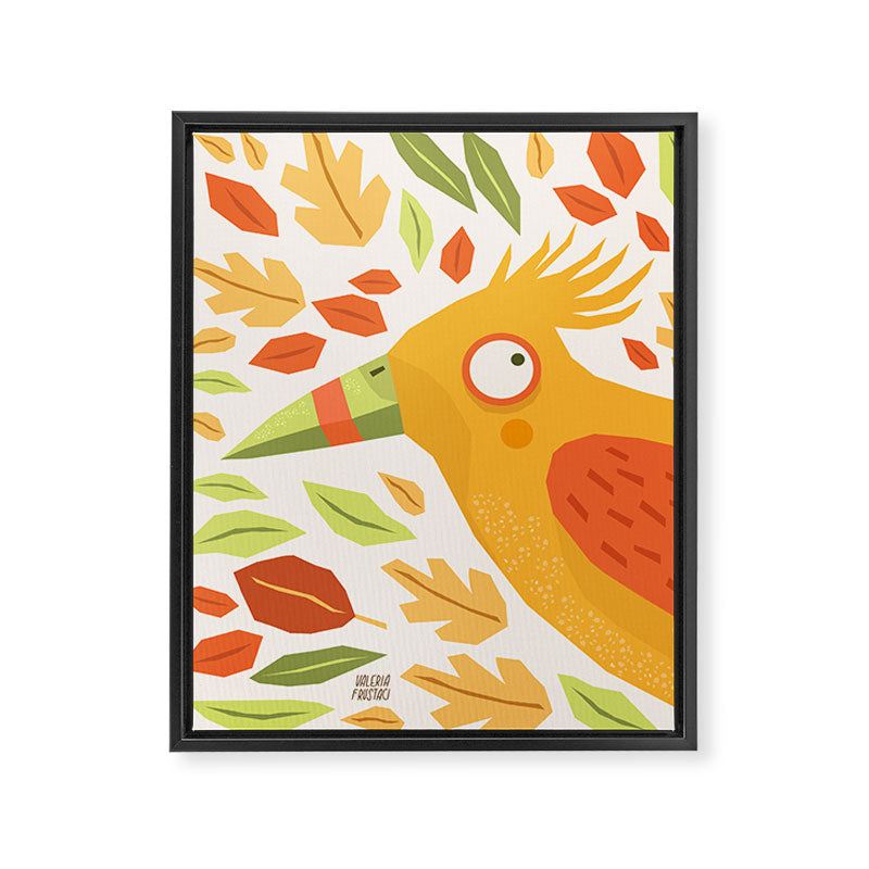Autumn bird and leaves Framed Canvas Print Gallery Image 8