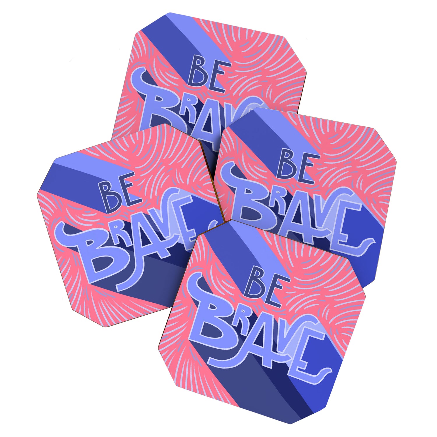 Be brave - purple and pink Coaster Gallery Image 1