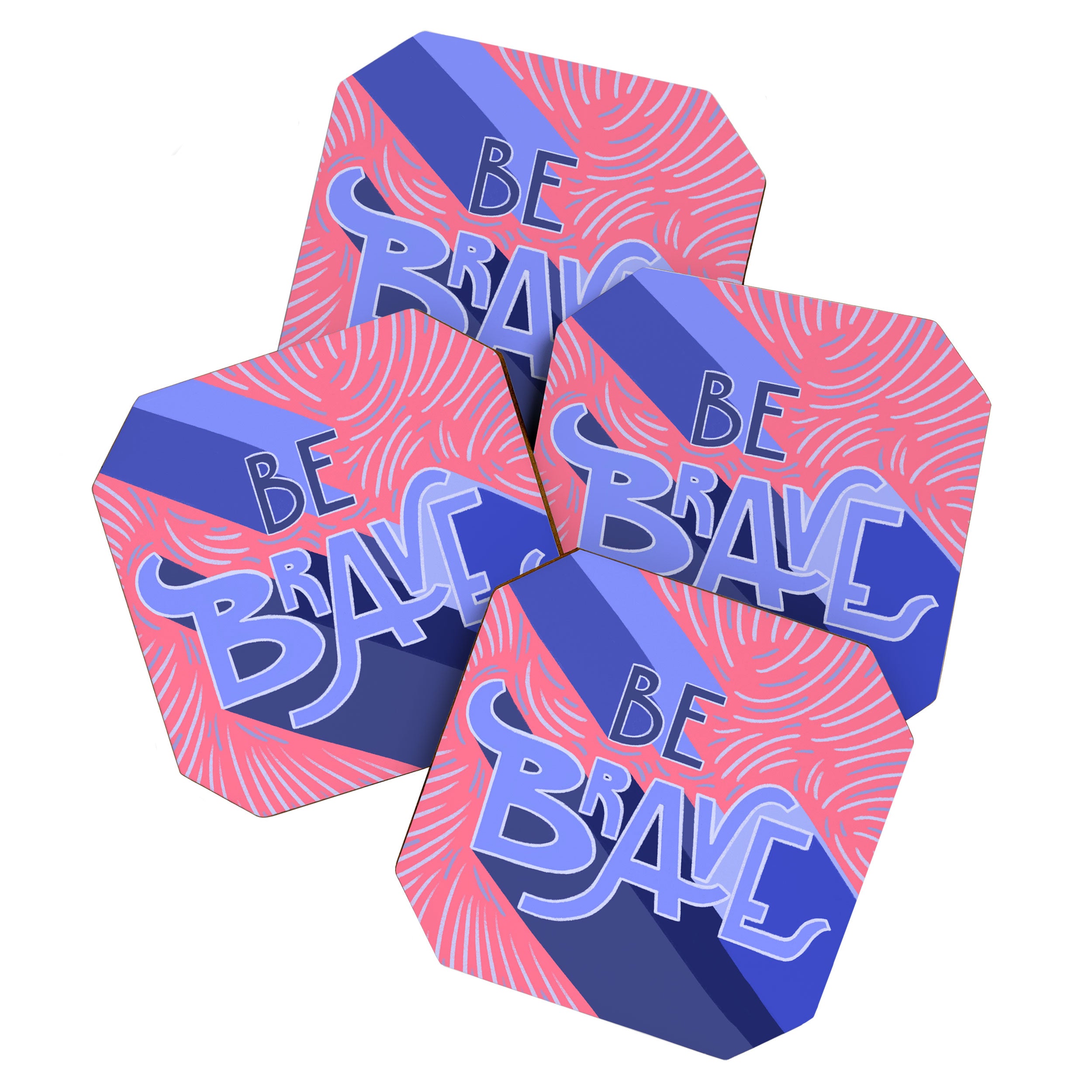 Be brave - purple and pink Coaster Gallery Image 1
