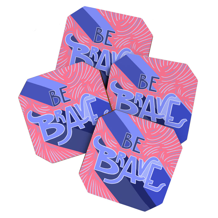 Be brave - purple and pink Coaster Gallery Image 1
