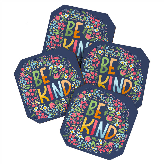 Be kind, floral Coaster Gallery Image 1