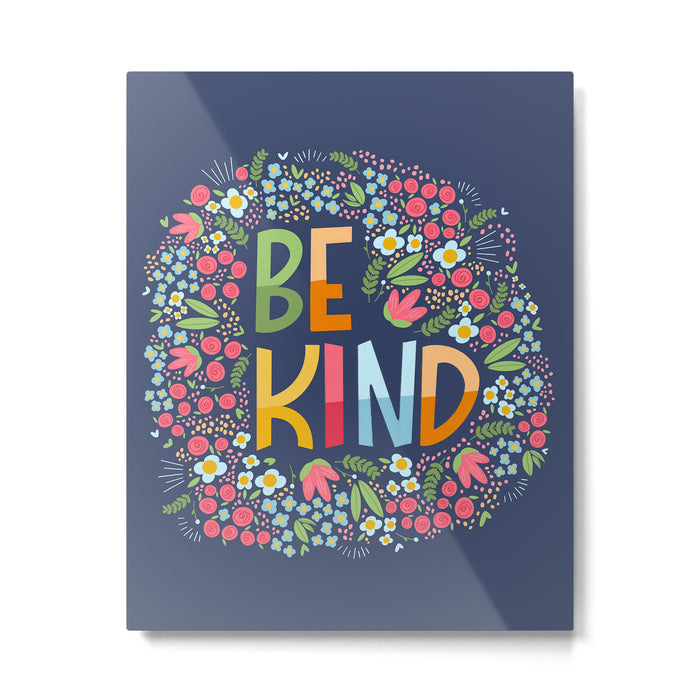Be kind, floral Metal Print Gallery Image 1