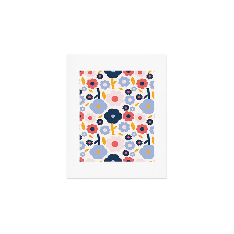 Big colorful flowers pattern Art Print Gallery Image 1