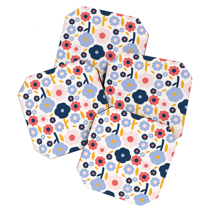 Big colorful flowers pattern Coaster Gallery Image 1