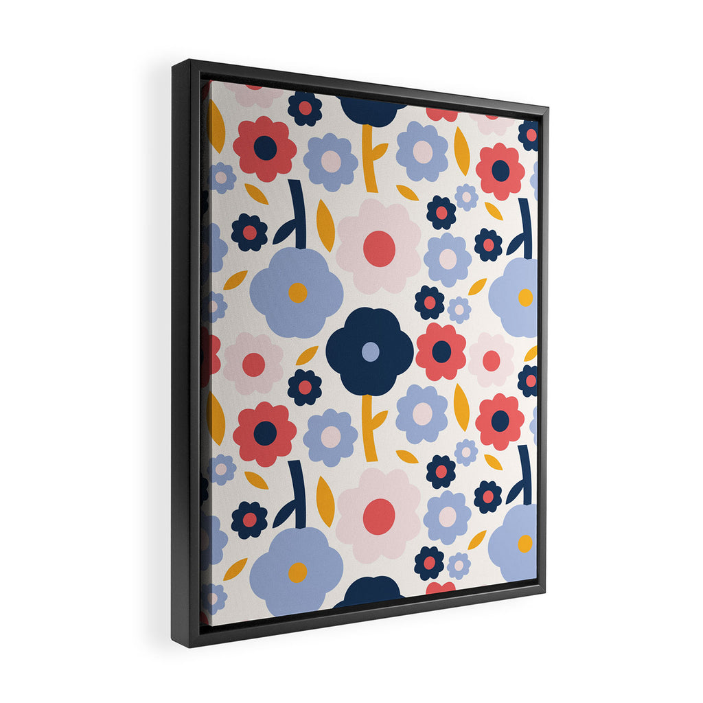 Big colorful flowers pattern Framed Canvas Print Gallery Image 2