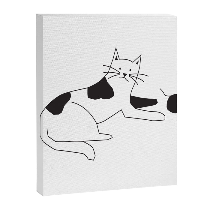 Black and white cat with yarn Canvas Print Gallery Image 1