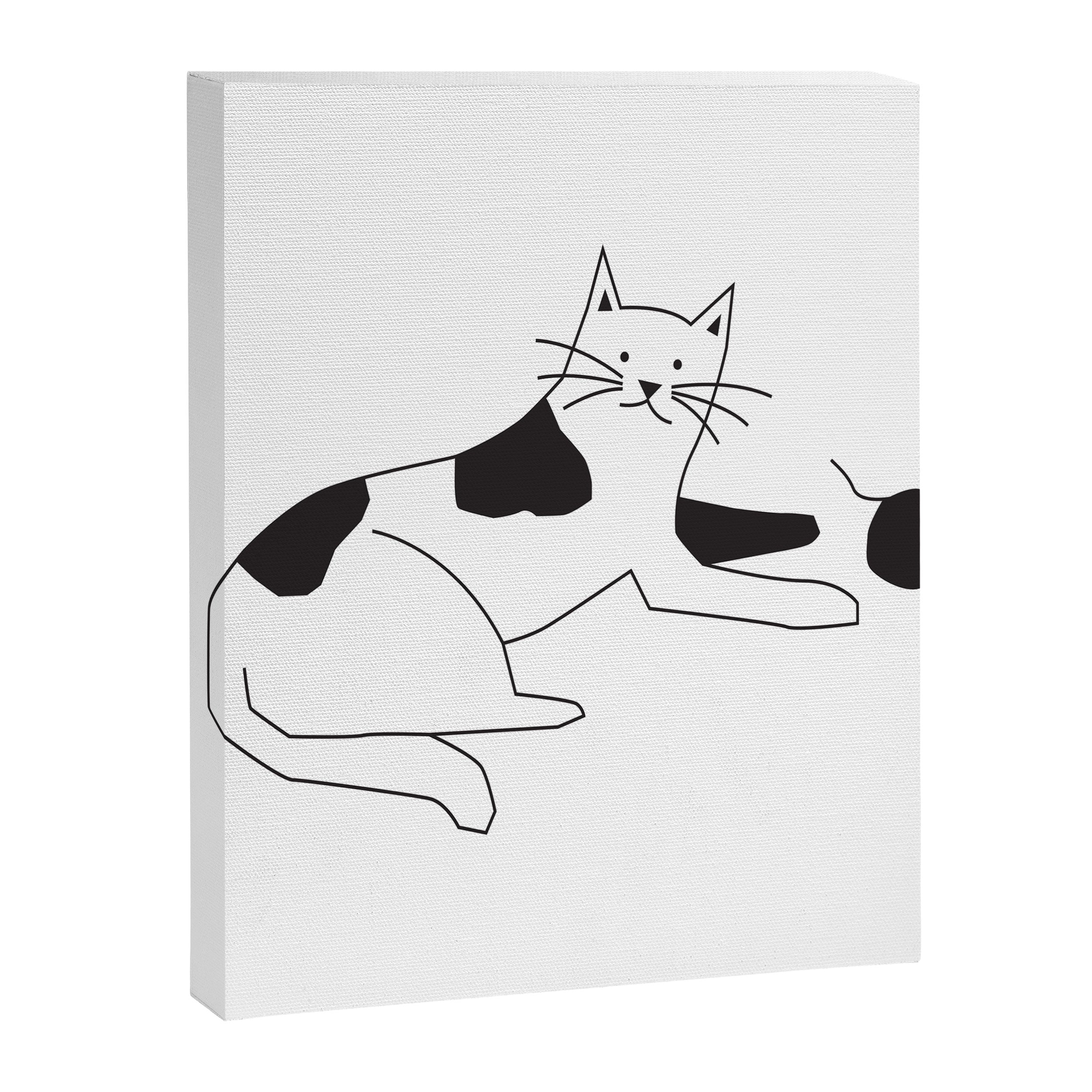 Black and white cat with yarn Canvas Print Gallery Image 8