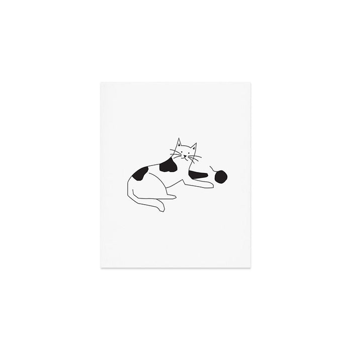 Black and white cat with yarn Art Print Gallery Image 1