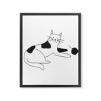 Black and white cat with yarn Framed Canvas Print Gallery Image 8