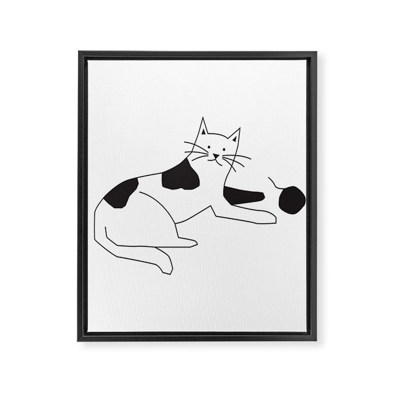 Black and white cat with yarn Framed Canvas Print Gallery Image 8