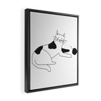 Black and white cat with yarn Framed Canvas Print Gallery Image 2
