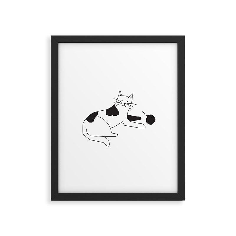 Black and white cat with yarn Framed Art Print Gallery Image 6