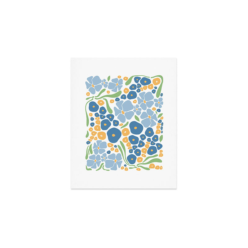 Blue and Yellow Flowers Art Print Gallery Image 1