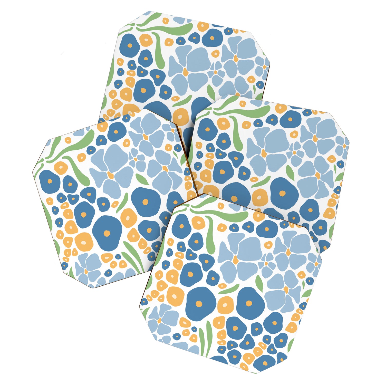 Blue and Yellow Flowers Coaster Gallery Image 1