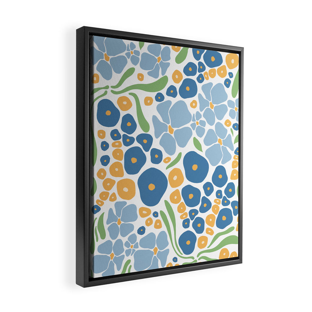 Blue and Yellow Flowers Framed Canvas Print Gallery Image 2