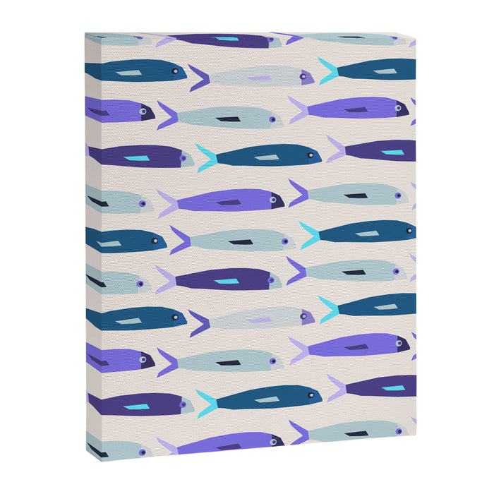 Blue Sardines Pattern Canvas Print Gallery Image 1