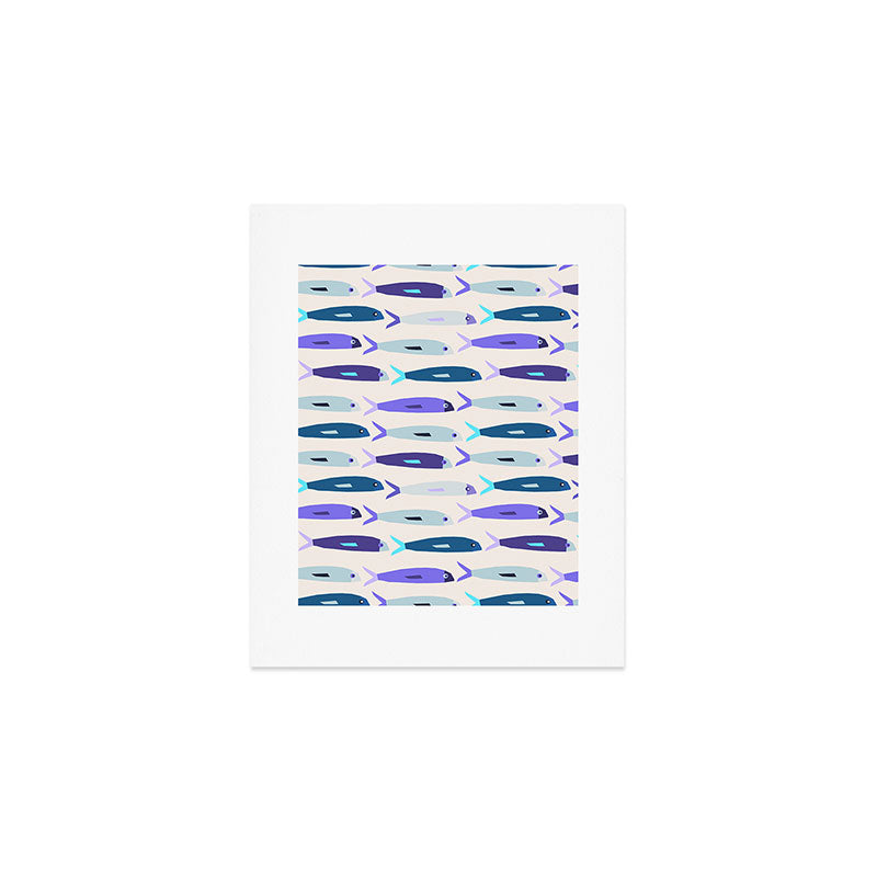 Blue Sardines Pattern Art Print Gallery Image 1