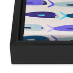 Blue Sardines Pattern Framed Canvas Print Gallery Image 3