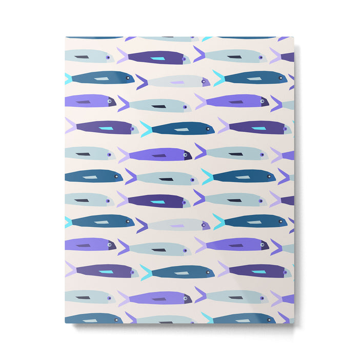Blue Sardines Pattern Metal Print Gallery Image 1