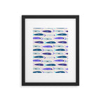 Blue Sardines Pattern Framed Art Print Gallery Image 6