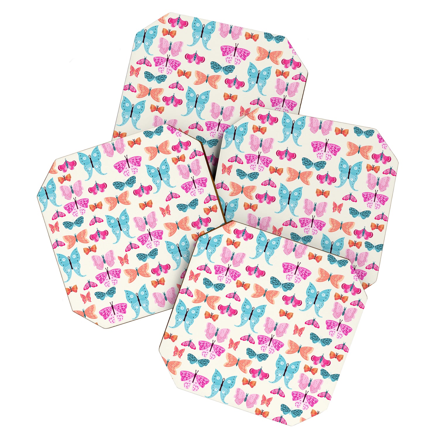 Butterflies in pink Coaster Gallery Image 1