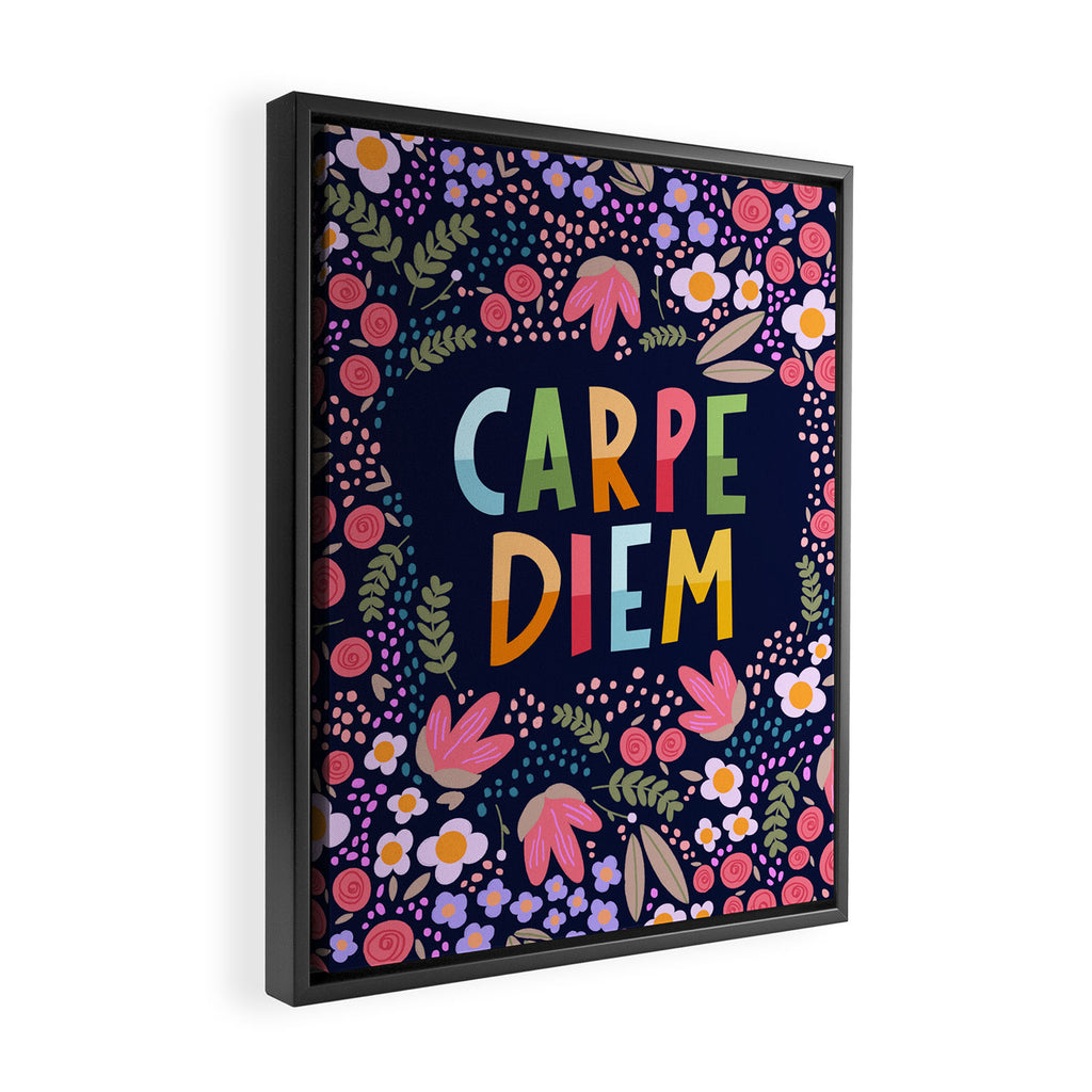 Carpe diem floral Framed Canvas Print Gallery Image 2