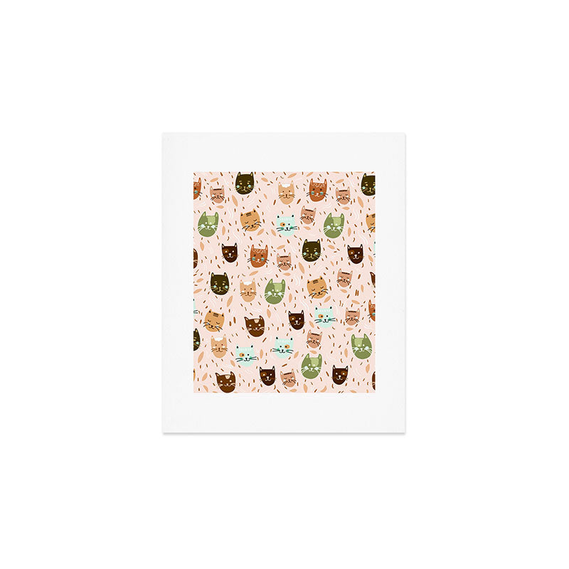 Cats pattern retro Art Print Gallery Image 1