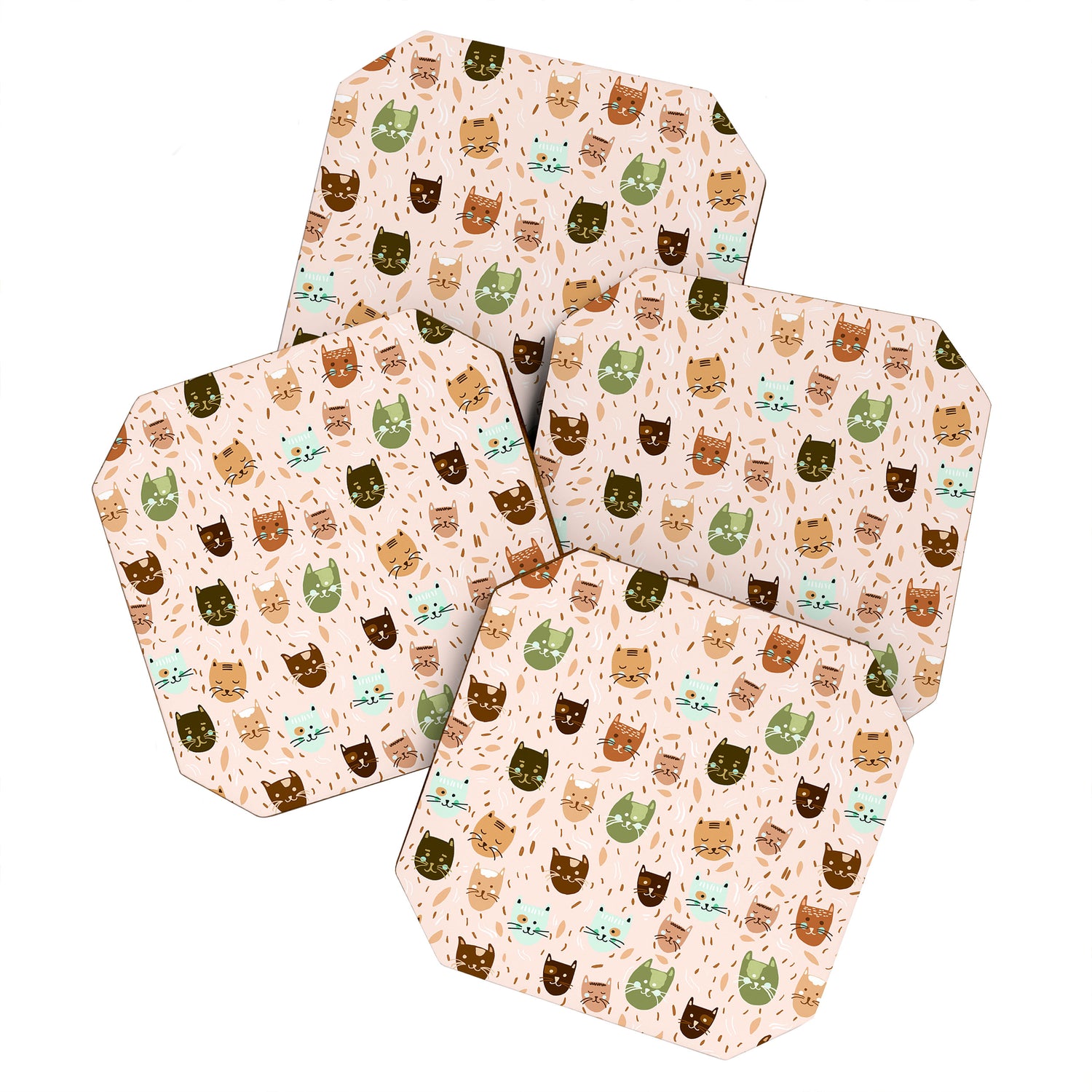 Cats pattern retro Coaster Gallery Image 1