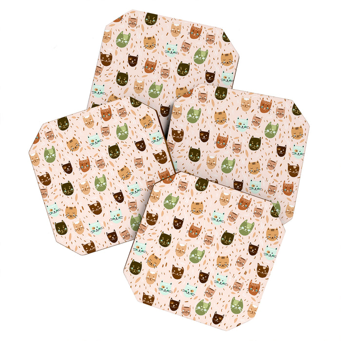 Cats pattern retro Coaster Gallery Image 1