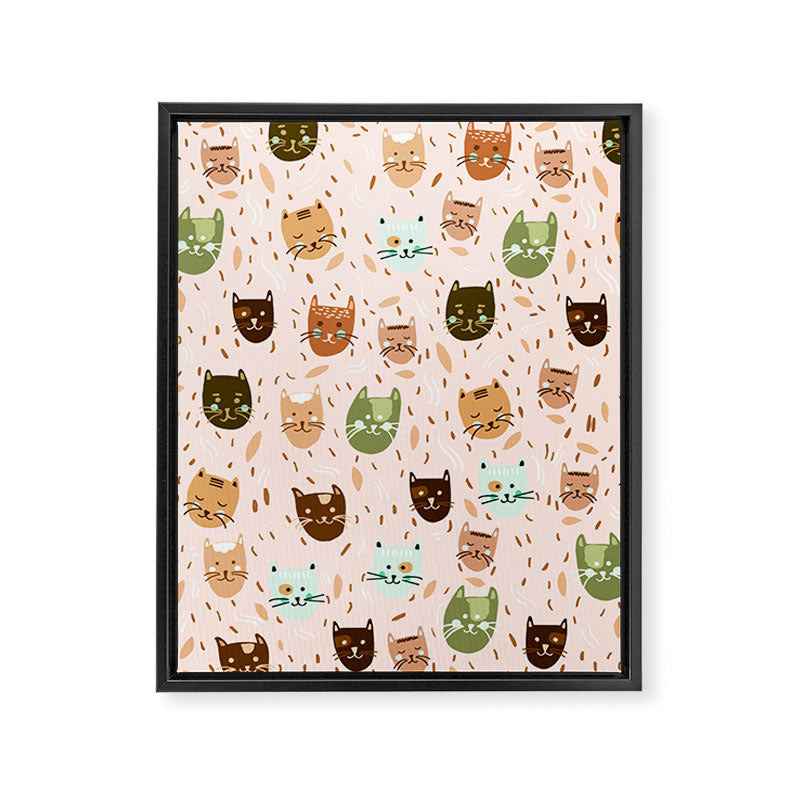 Cats pattern retro Framed Canvas Print Gallery Image 8