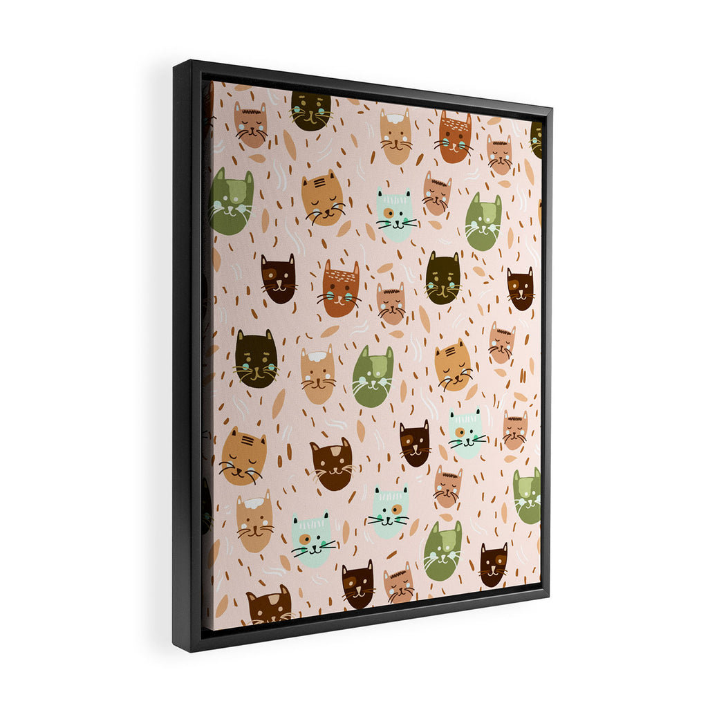 Cats pattern retro Framed Canvas Print Gallery Image 2