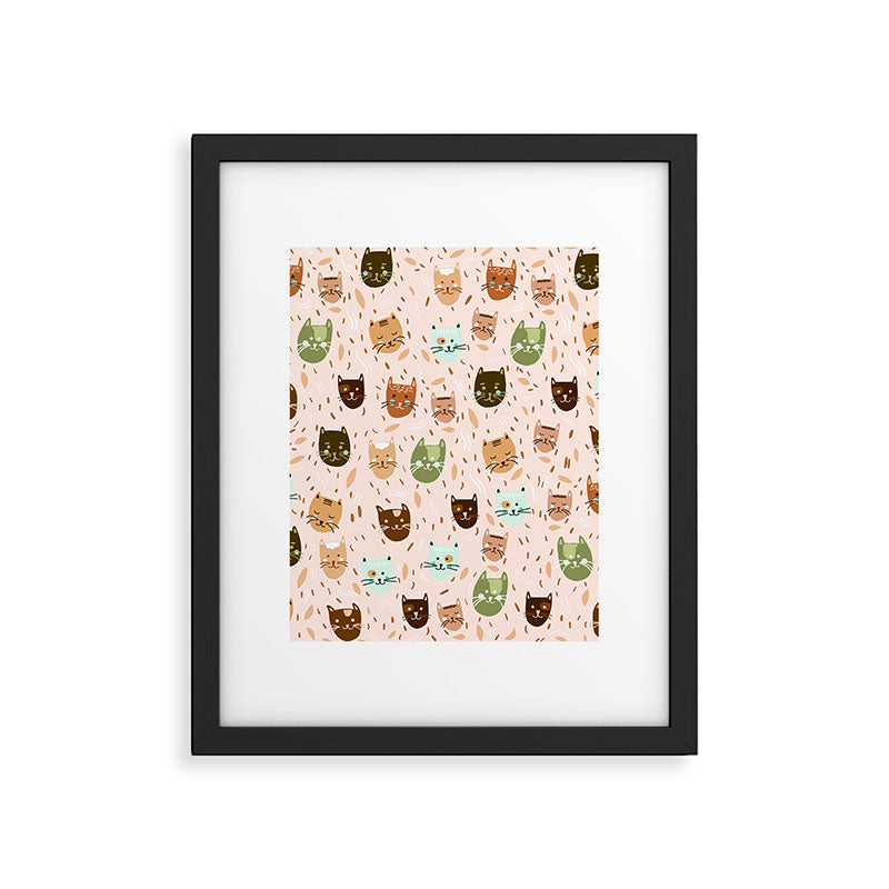 Cats pattern retro Framed Art Print Gallery Image 6