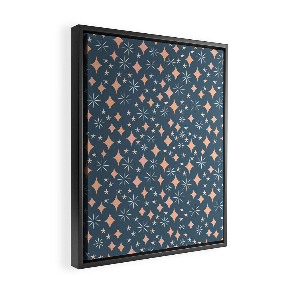 Christmas lights pink and blue pattern Framed Canvas Print Gallery Image 2