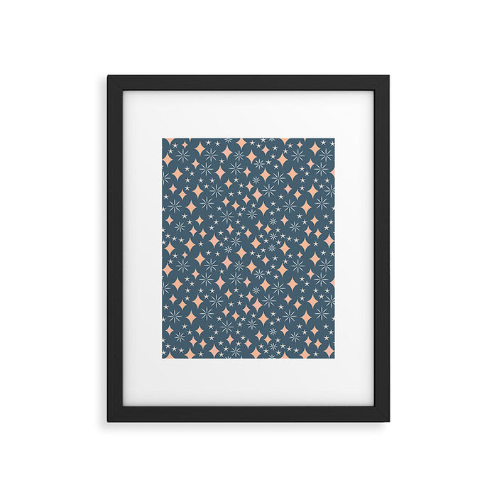 Christmas lights pink and blue pattern Framed Art Print Gallery Image 1