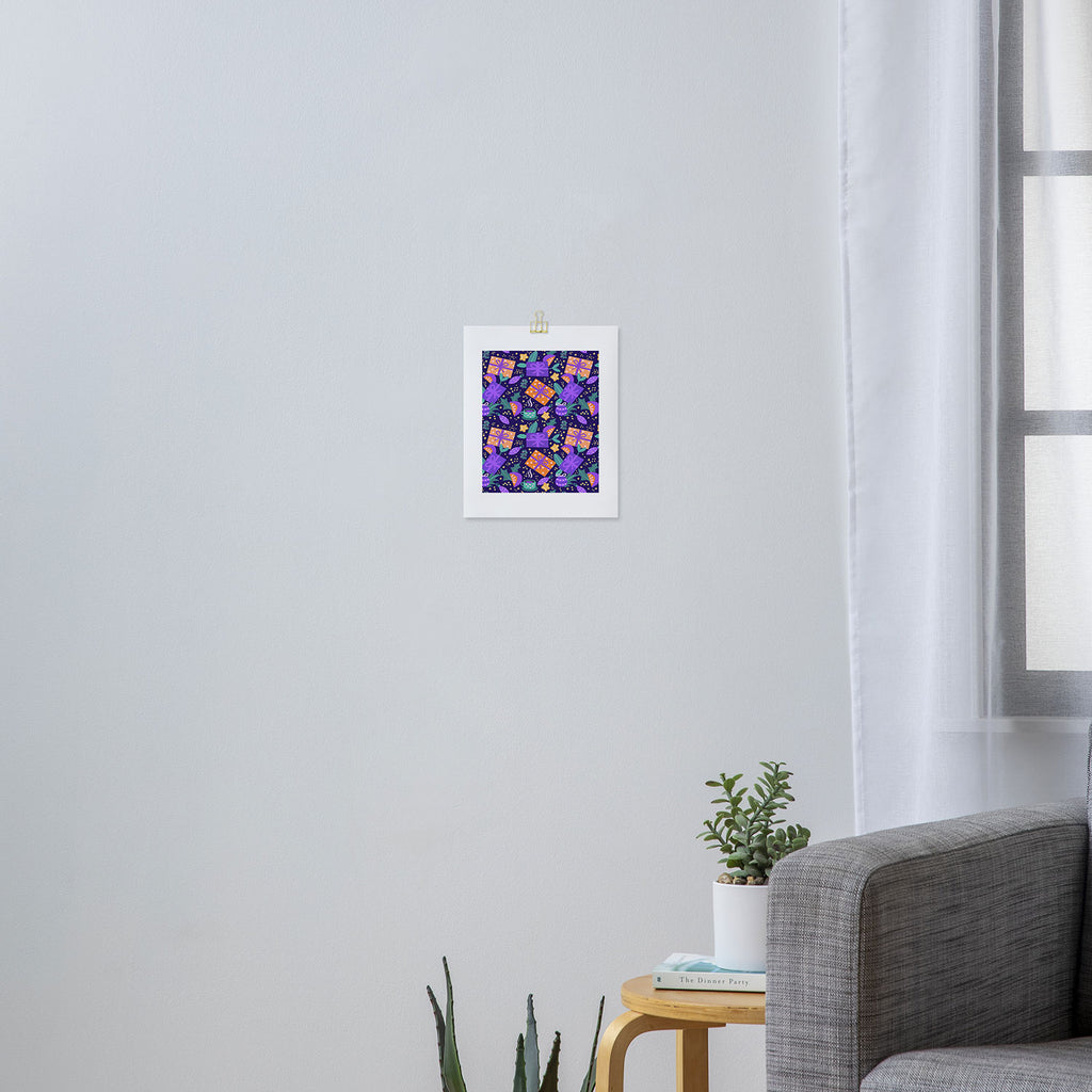 Christmas pattern in purple Art Print Gallery Image 3