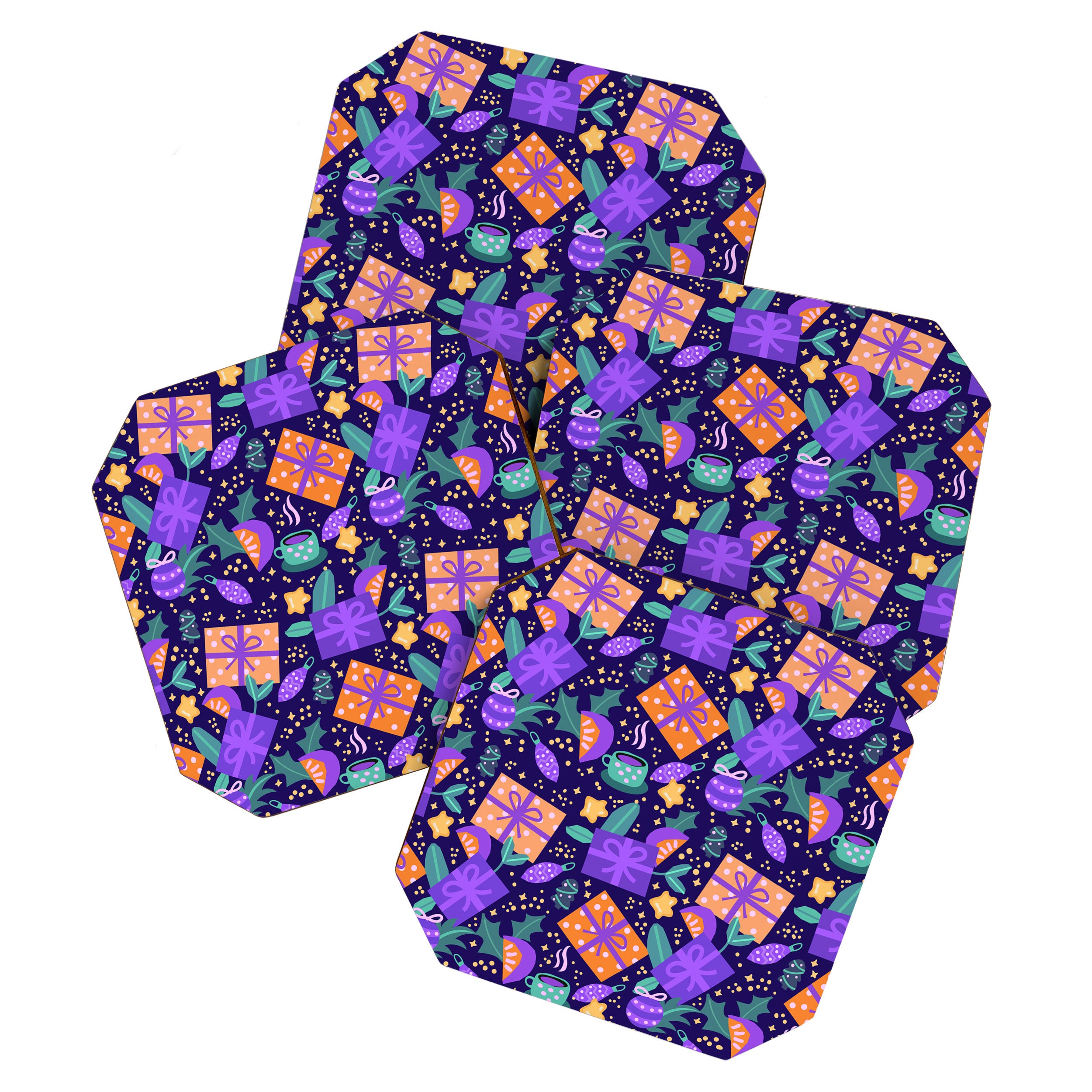 Christmas pattern in purple Coaster Gallery Image 1