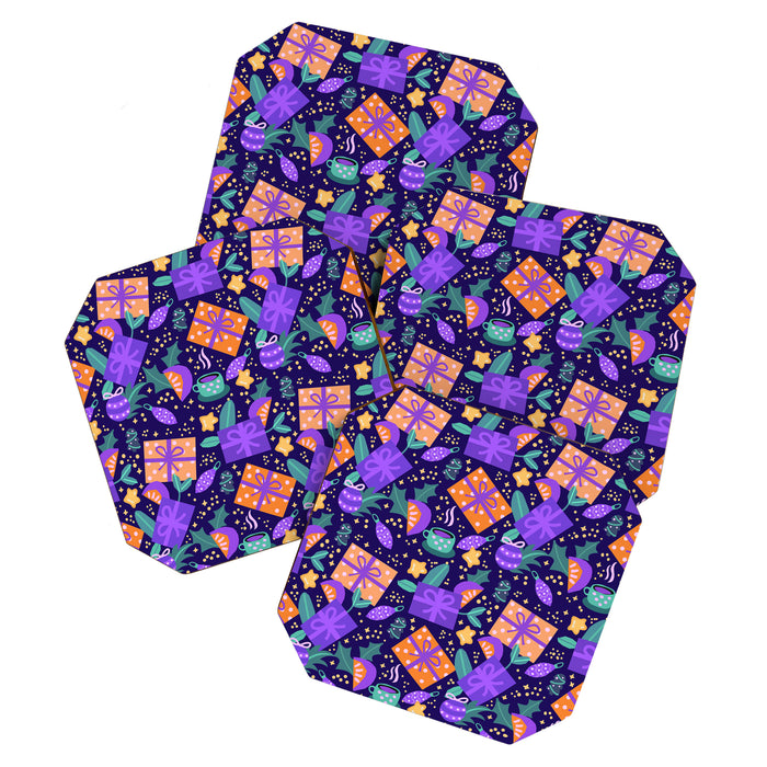 Christmas pattern in purple Coaster Gallery Image 1