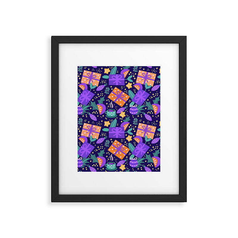 Christmas pattern in purple Framed Art Print Gallery Image 6