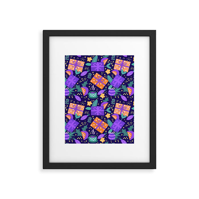 Christmas pattern in purple Framed Art Print Gallery Image 1