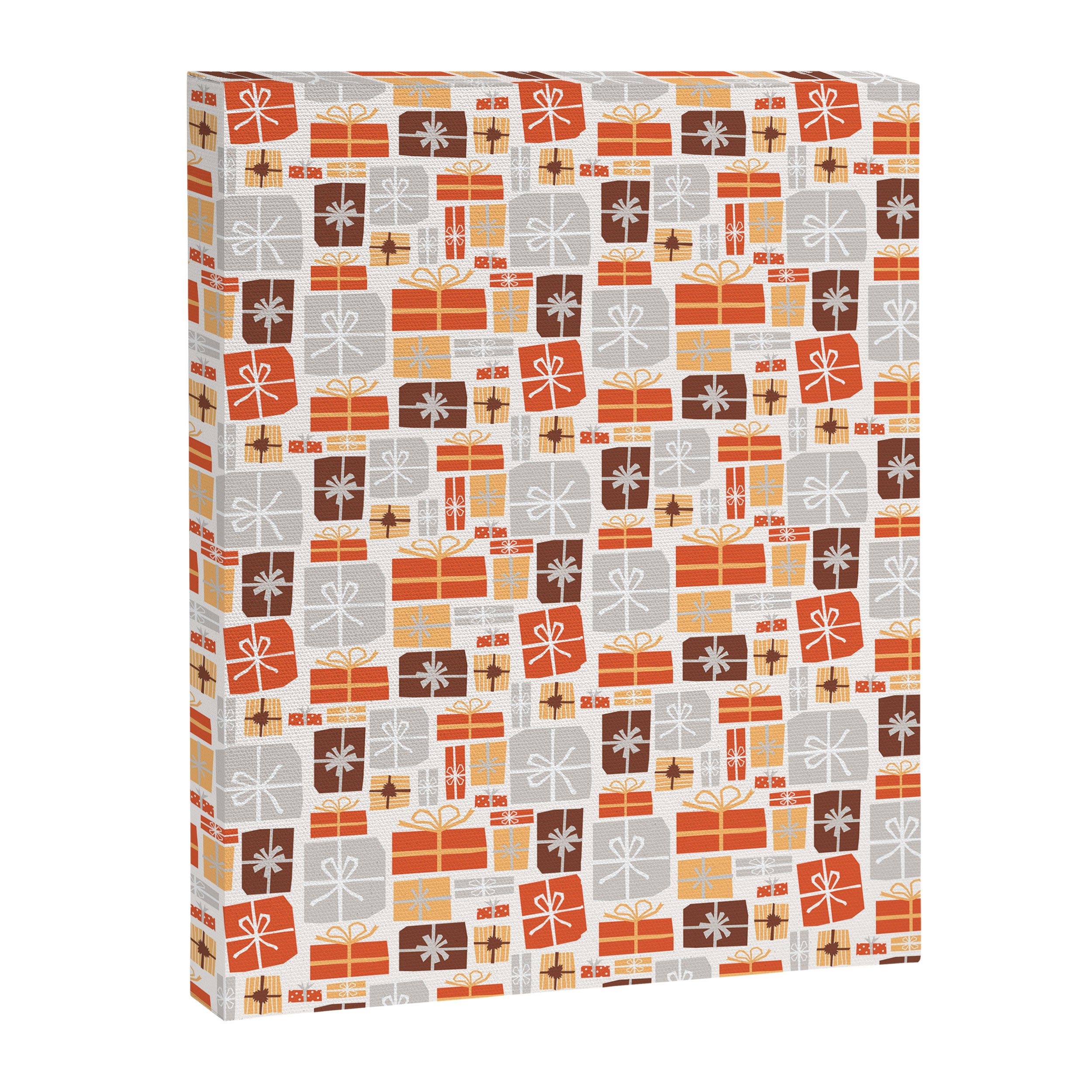 Christmas presents gray and orange pattern Canvas Print Gallery Image 8