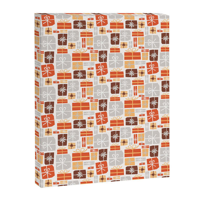 Christmas presents gray and orange pattern Canvas Print Gallery Image 1