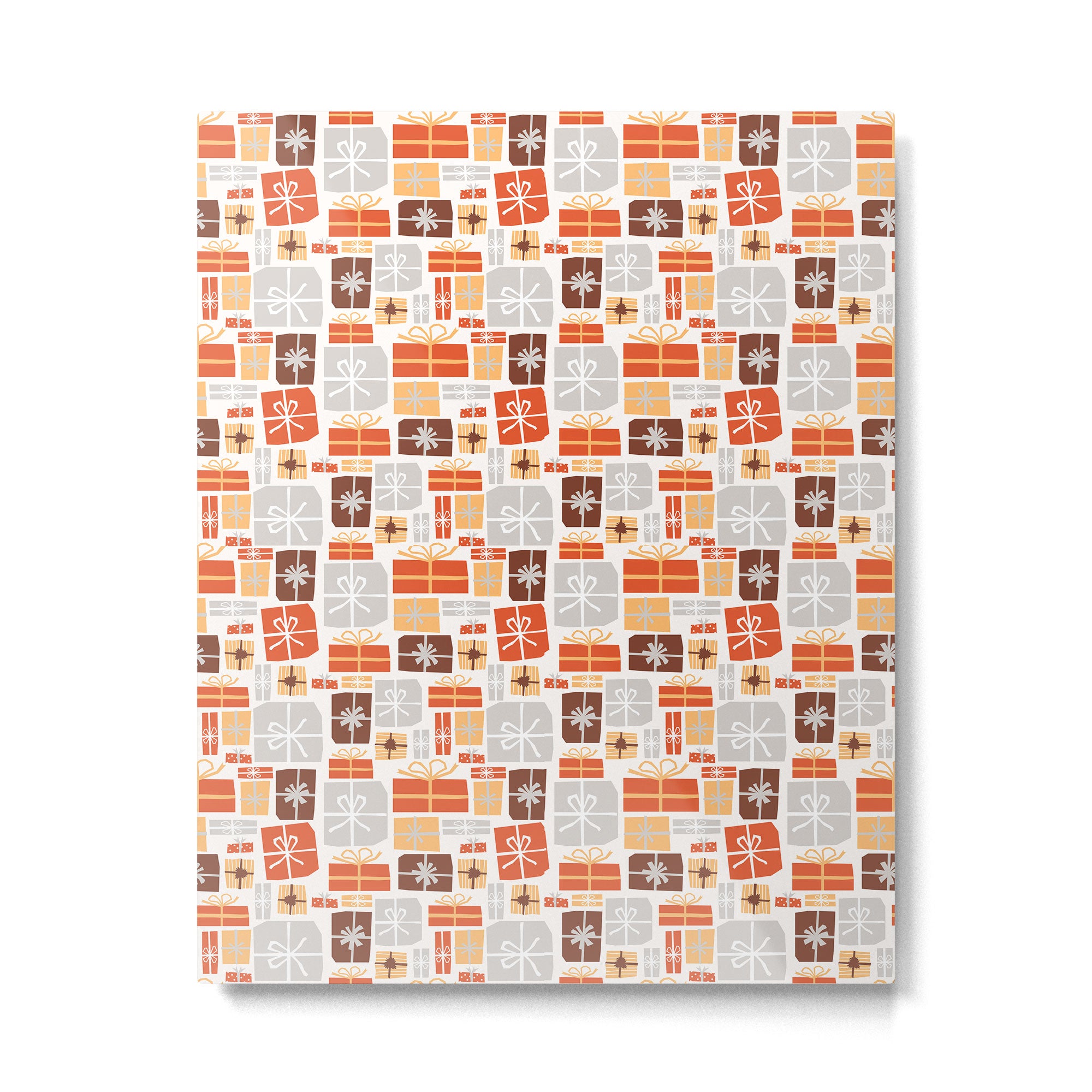 Christmas presents gray and orange pattern Metal Print Gallery Image 6