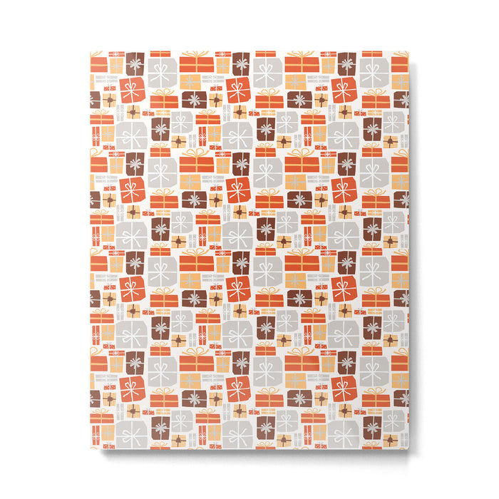 Christmas presents gray and orange pattern Metal Print Gallery Image 1